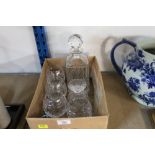 A box of glassware to comprise 5 brandy balloons and decanter
