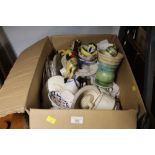 A box of Art Ware vase and other items