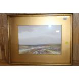A framed and mounted Moorland painting signed to the bottom right