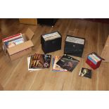 3 cases and one box containing mixed classical and easy listening vinyl records and singles