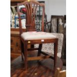 2 19th century mahogany splat back dining chair with floral upholstered seat