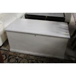 A Victorian pine cream painted bedding chest,