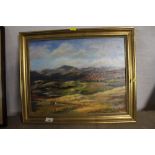 A gilt framed painting of Birker Fell signed Clucas to the bottom left