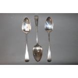 A matched pair of George III silver Old English pattern table spoons,