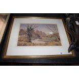 A framed and mounted John W Gough watercolour of Witcliffe Common,