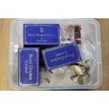 A box of mixed items including Royal Doulton crystal part table service (some boxed),