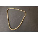 A 9 ct gold rope twist necklace,