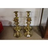 2 pairs of brass candle sticks