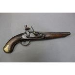 * A military style flintlock pistol, having a steel 9 1/2" barrel,