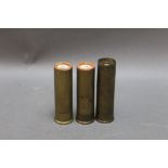 * Three metallic 8 bore shotgun cartridges, Eley and Kynoch. SHOTGUN CERTIFICATE REQUIRED.