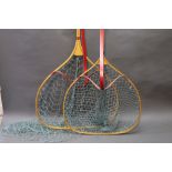 Two laminate landing nets, width 50 cm and 54 cm, made by the vendor.