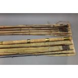Hardy a Greenheart trout fly rod, in three sections with two tips,