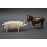 Beswick a boar (pig) Wall Champion Boy 53rd, together with a donkey.