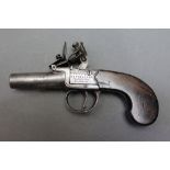 * A Dunderdale Mabson & Labron flintlock pocket pistol, with 1 3/4" screw off barrel,