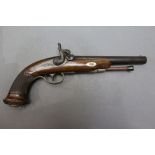 * A percussion target shooting pistol, with a 7 3/4" Damascus barrel,