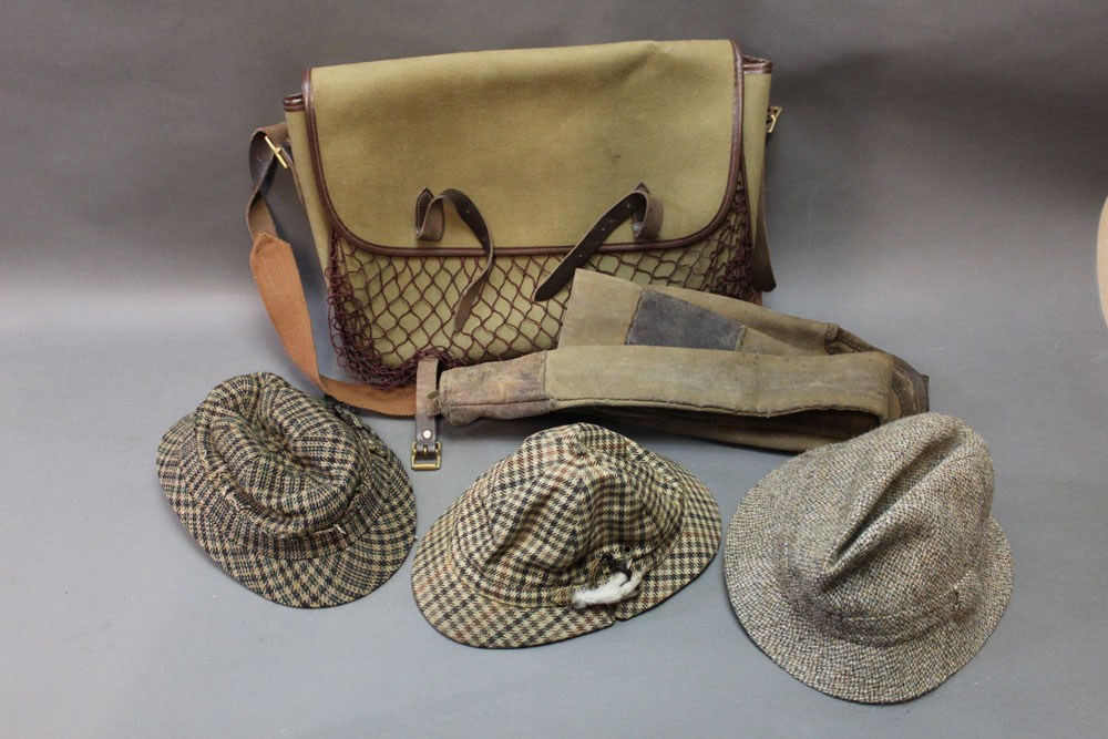 A Westley Richards vintage hat, together with a Christies of London deerstalker, a Harris tweed hat,