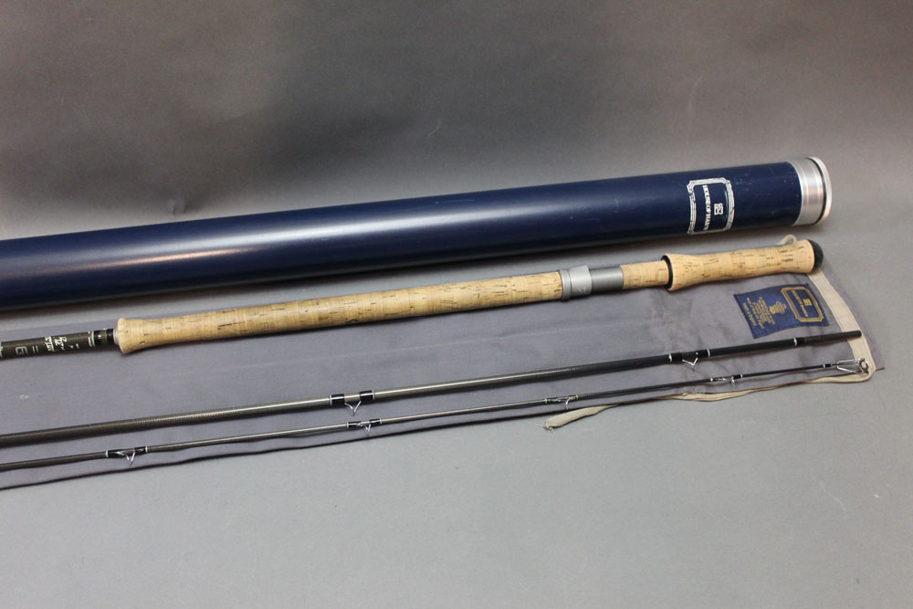 Hardy Ultralite salmon fly rod, in three sections, 15', line 10 with alloy rod tube.