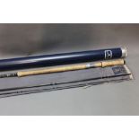 Hardy Ultralite salmon fly rod, in three sections, 15', line 10 with alloy rod tube.