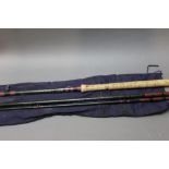 A Bruce & Walker Walker salmon fly rod, in three sections, 15', line 10-12.