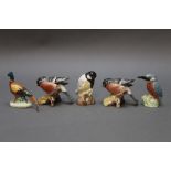 Five Beswick birds, to include great tit, kingfisher, bullfinch and pheasant.