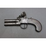 * W J Chapman of Cranbrook, a flintlock over/under pistol, with 2 1/4" barrels.