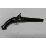 Antique Turkish Niello mounted flintlock pistol, barrel length 21 cm. Overall length 37 cm.