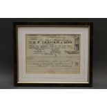 * G.P. Graham & Son, Cockermouth a framed bill dated January 1946 for the Reverend Bellingham.