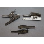 * Three pairs of shotgun lock plates, D.H. Wallas and W Wallas Wigton.