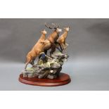 Border Fine Arts, a limited edition figure titled "Moving to Higher Ground" with red stag and hinds,