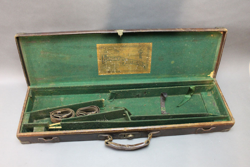 * Linsley Brothers, Leeds and Bradford, a leather and brass cornered shotgun motor case, - Image 2 of 3