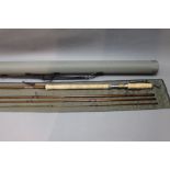 Sharpes of Aberdeen The Gordon salmon fly rod 2, in four sections, 15', Line 10 with hard rod tube.