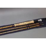 John Robertson a split cane trout fly rod, in two sections with two tips, 9'.