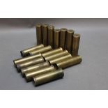 * Eighteen metallic 8 bore shotgun cartridges, unloaded, unprimed, head stamped Kynoch, Adams,