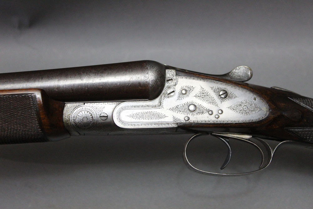 York House a 12 bore side by side shotgun, with 30" Damascus barrels, improved and half choke,