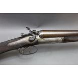 * A 12 bore side by side shotgun, with 29 3/4" barrels, cylinder choke, black powder proof only,