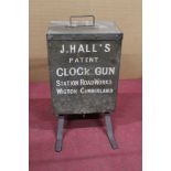 * J Hall Wigton a clock alarm gun , marked to the front J Halls Patent Clock Gun,