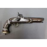 * A percussion pistol, having a 7 1/2" steel barrel,