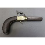 * A percussion pocket pistol, with a steel 2 3/4" fluted barrel,