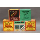 * Five boxes of 12 bore shotgun cartridges, various makes, various sizes, paper and plastic cases,