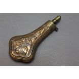 * Dixon & Sons a copper bodies powder flask, with embossed Art Nouveau style floral decoration,