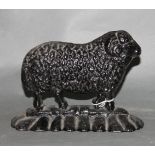 A cast iron door stop in the form of a sheep. Height 17 cm.