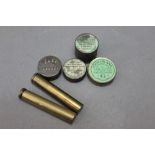 * Four Eley and other percussion cap tins, together with two military oil bottles,