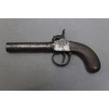 * A large calibre overcoat pistol, having a 4" screw off barrel. Overall length 22 cm.