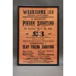 * A pigeon shooting poster for Wearisome Inn Near Appleby, Thursday March 9th 1905,