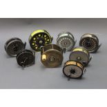 Eight fly reels, to include a Brass WJ Cummings of Bishop Auckland 3 3/4", together with Millward,