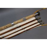 Sharpes of Aberdeen a split cane salmon fly rod "The Aberdeen", in three sections with two tips,