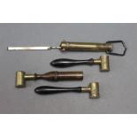 * A Salter trigger pull tester, together with three powder measures.
