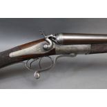 * E M Reilly a 12 bore side by side hammer shotgun, with 29 3/4" Damascus barrels,