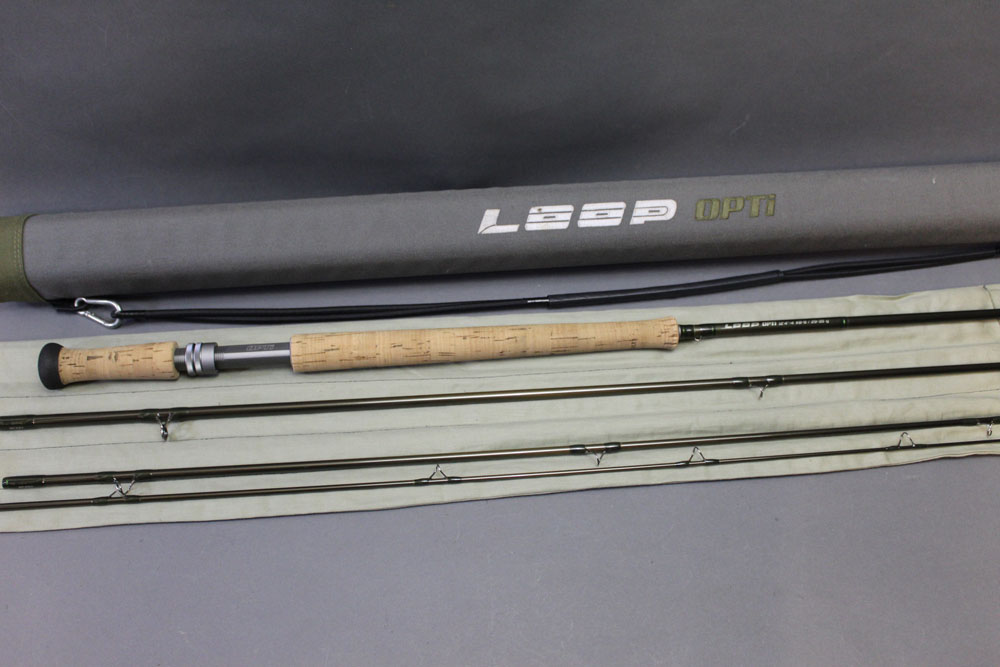Loop Opti fly rod in four sections, 12' 4", line 8-9, with hard rod tube.