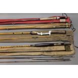 Four rods, to include WR Pape, Greenheart and cane trout fly rod,